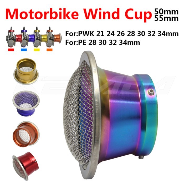 CNC Motorcycle Carburetor Air Filter Cup 50/55mm For PWK 21-34mm PE 28 30 Modified Velocity Stacks