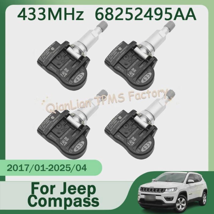 1/4pcs 433MHz 68252495AA 68252495AB 68252495AC TPMS Tire Pressure Monitor Systems For Jeep Compass