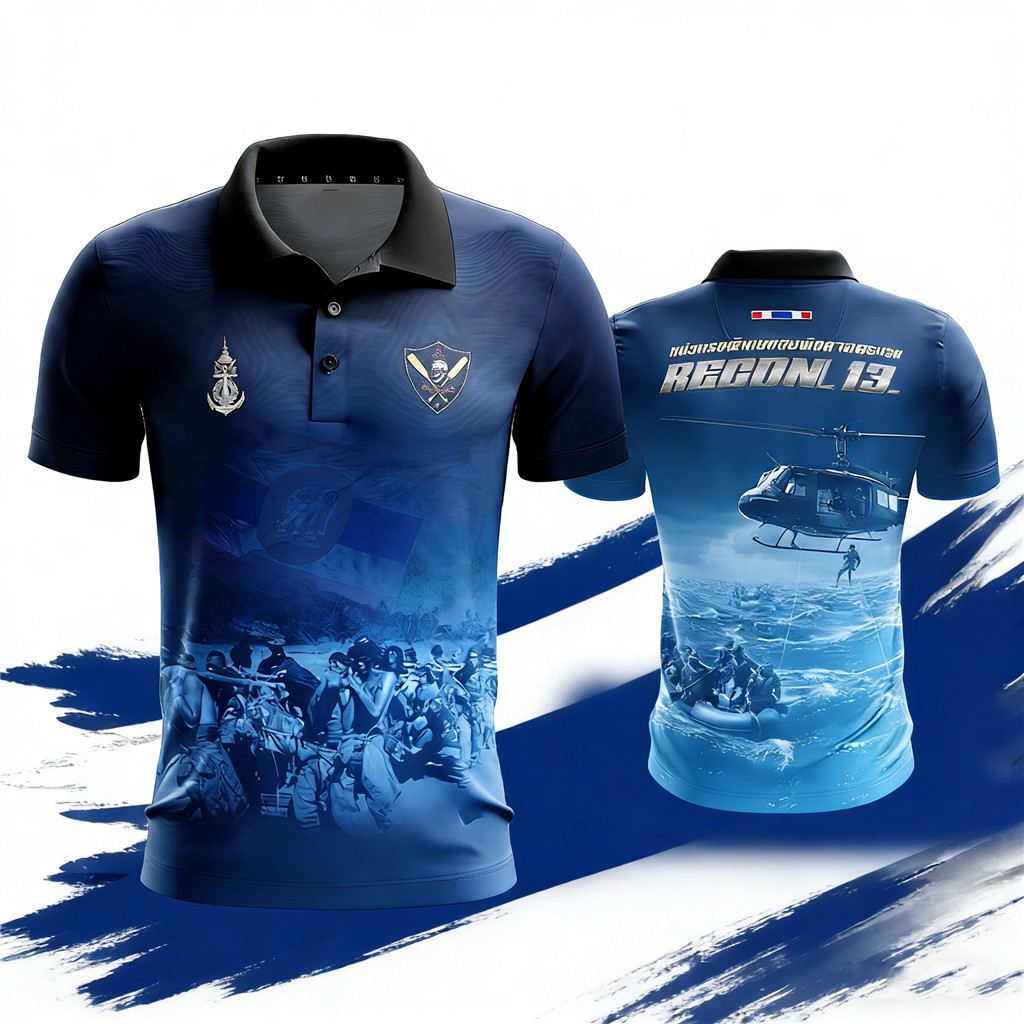 A008 เสื้อโปโลพิมพ์ลาย Special Forces Recon Patrol ใส่สบาย