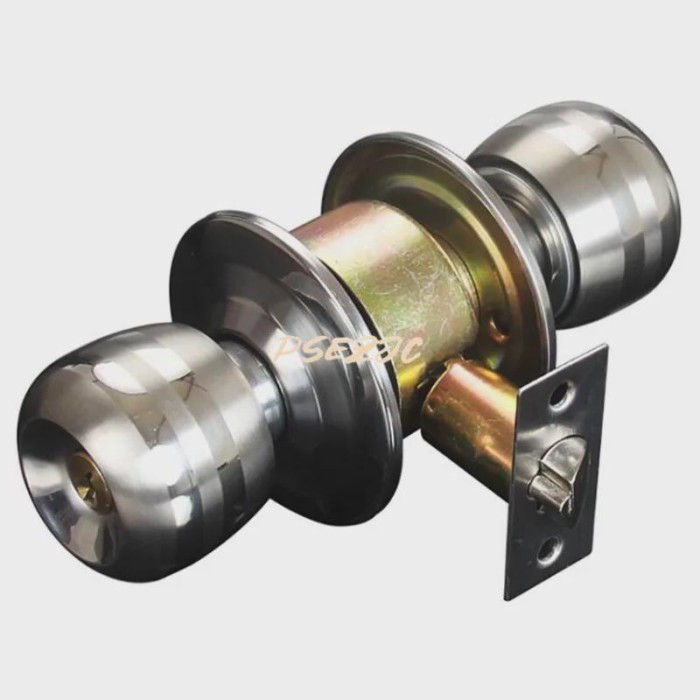 Ball Privacy Passage Door Knob, Stainless Steel Entry Door Knob with Lock, 3 Keys Door Knob Lock, C