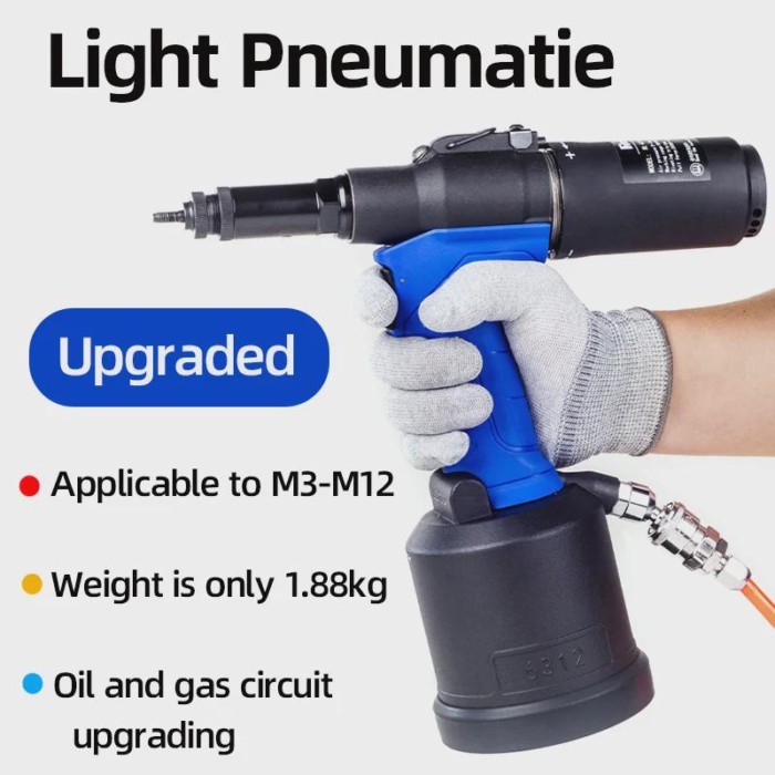 Lightweight Pneumatic Riveter Fully Automatic Rivet Nut Gun M3 to M12 Air Hydraulic Industrial Rive
