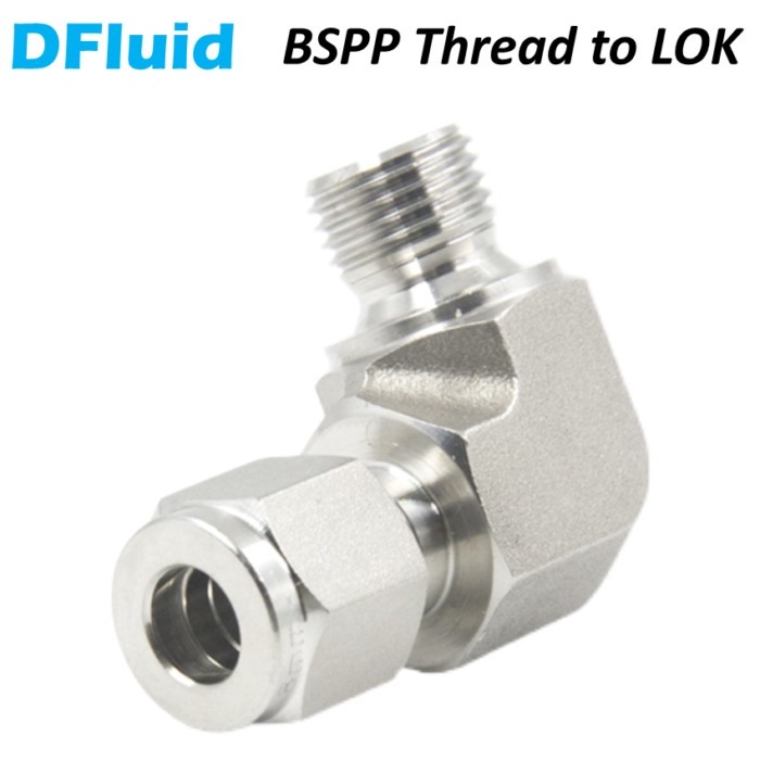 SS316 Male Elbow BSPP G Thread to LOK 1/8" 1/4" 3/8" 1/2" BSP to 3 6 8 10 mm Tube Fitting ISO228/1