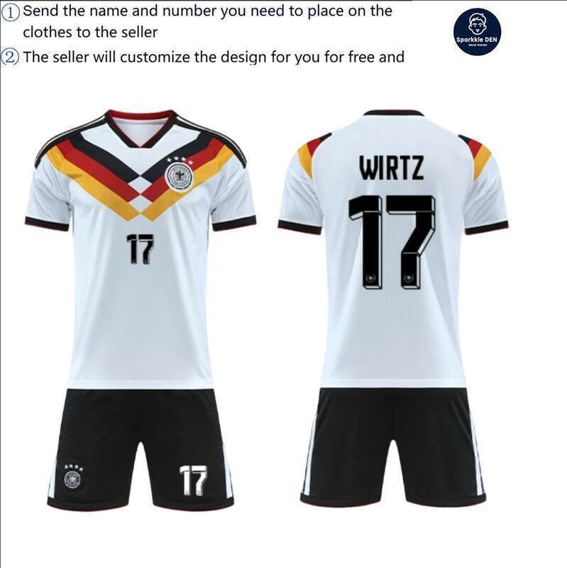 ชื่อและหมายเลขกำหนดเอง ทีมชาติเยอรมัน 'Wirtz No.17' Four Stars Glory