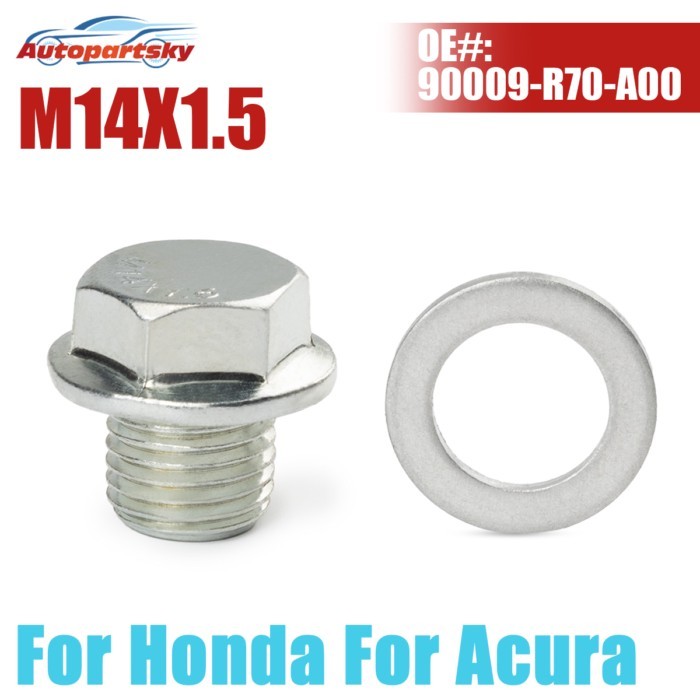 90009-R70-A00 M14x1.5 Engine Oil Pan Drain Plug With Washer For Honda Accord Civic CR-V CR-Z Odysse