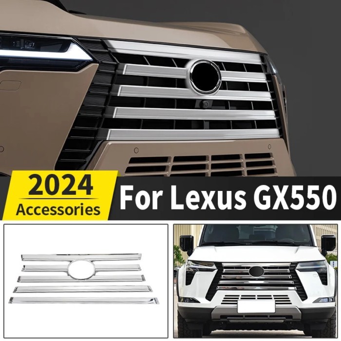 For 2024 Lexus GX550 GX550h Front Grill Chrome Decoration Strip GX 550 550h Exterior Upgraded Acces