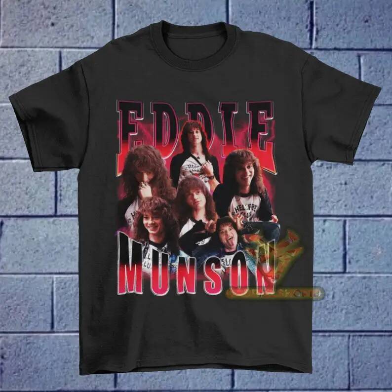 เสื้อยืดพิมพ์Vintage 90s Oversize ของ Eddie Munson และ Joseph Quinn ทำจากผ้าฝ้ายคุณภาพ สไตล์สมัยใหม่