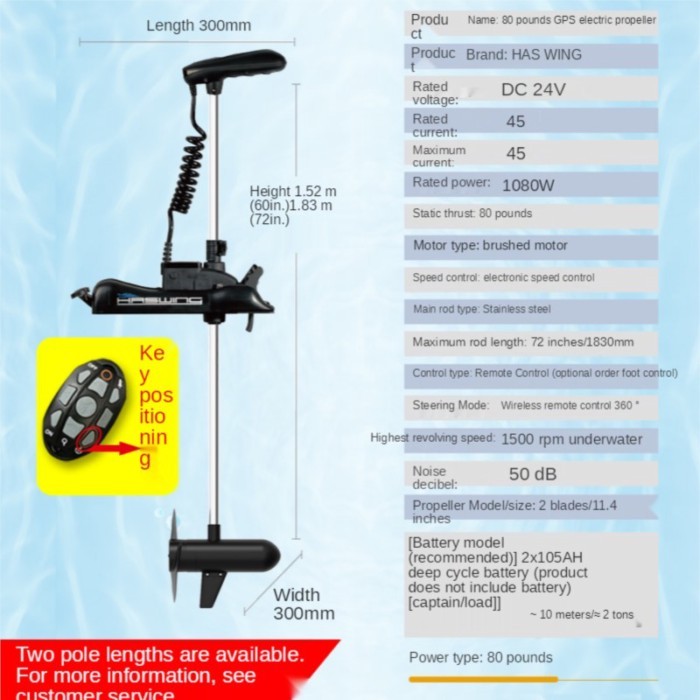 GPS positioning top flow, one-key anchor breaking, automatic driving marine propeller, wireless ele