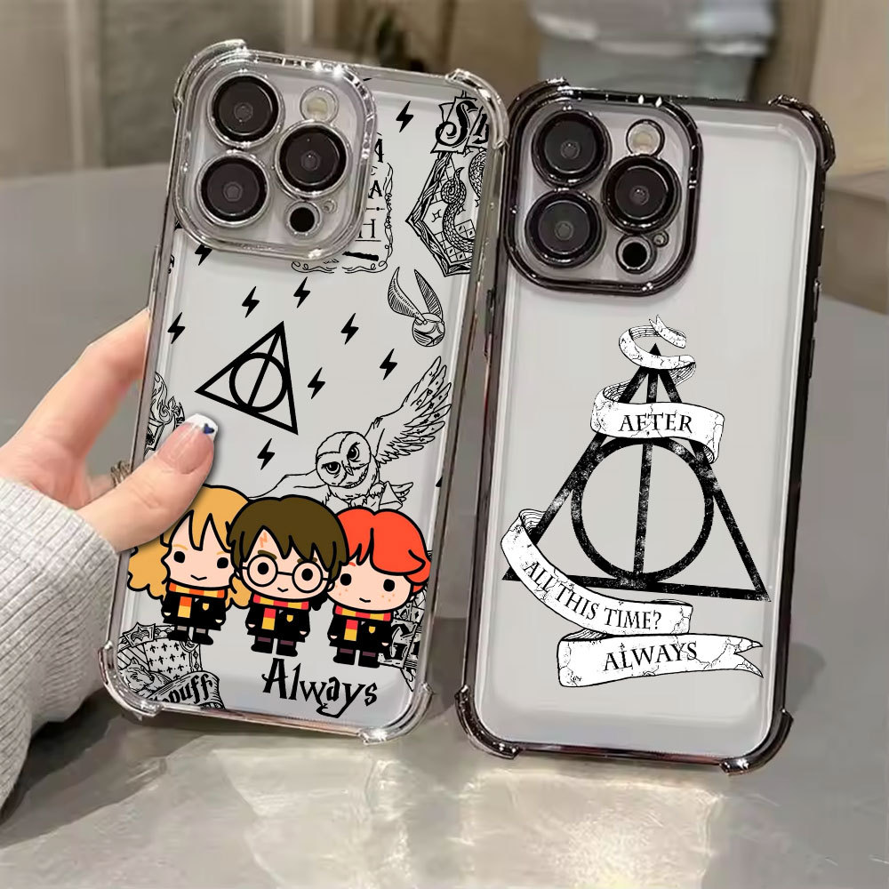 Harry Potter เสมอ Deathly Hallows Electroplated สําหรับ Samsung A57 5G A37 A17 A07 Clear Casing Galaxy A56 A36 A26 A16 A06 A55 A54 A73 A14 A35 A25 A15 4G TPU Cover