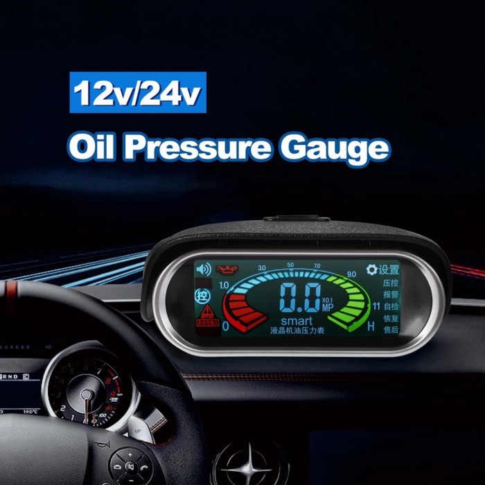 12/24V Car Oil Pressure Gauge Car Engine Oil Pressure Meter Universal Digital LCD With Alarm Auto G