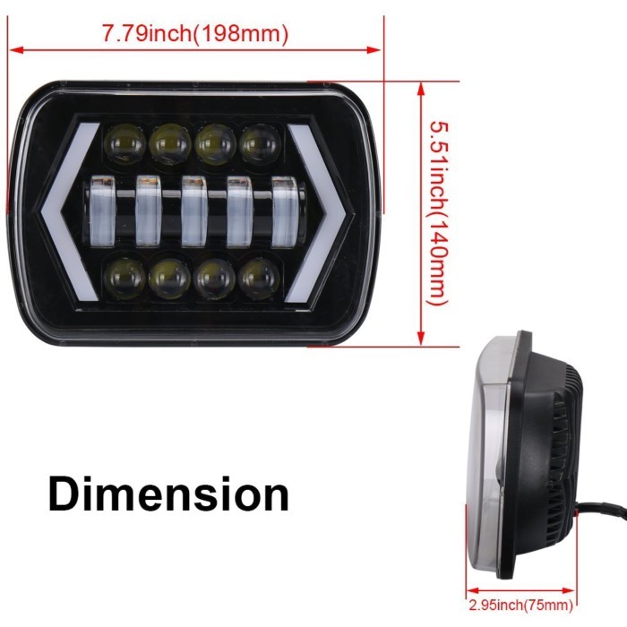 7x6 "5X7" Waterproof LED headlights White and amber DRL turn signals For Jeep YJ Cherokee XJ Truck