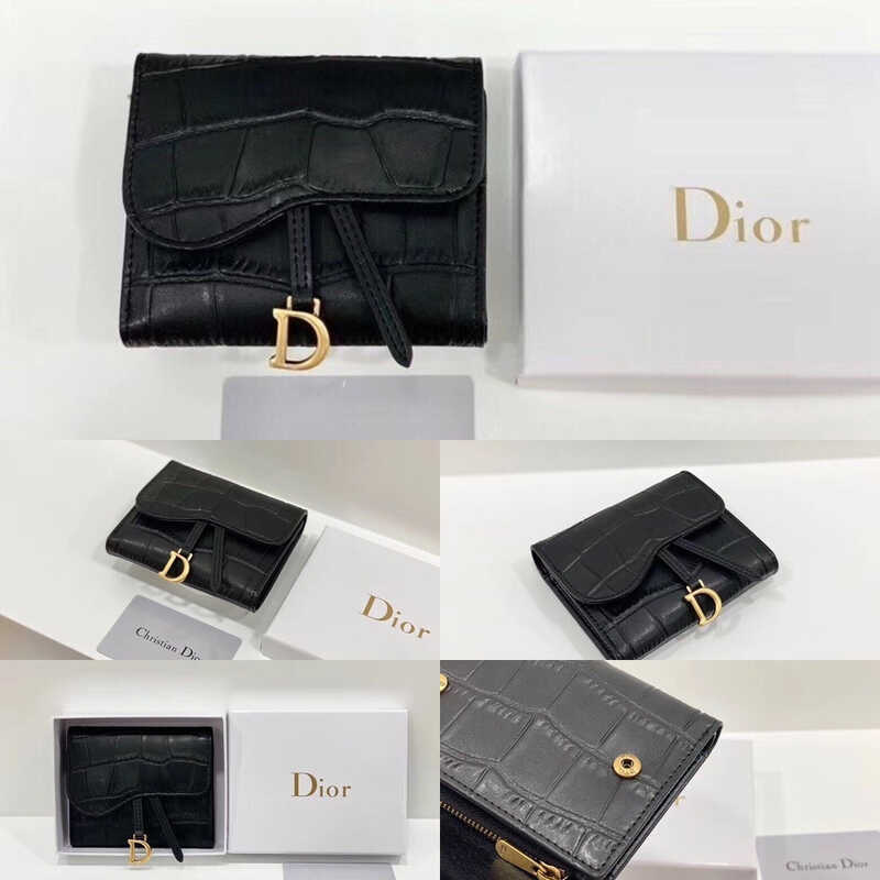Dior_Real Picture Womens Short Wallet Cowhide Wallet Card