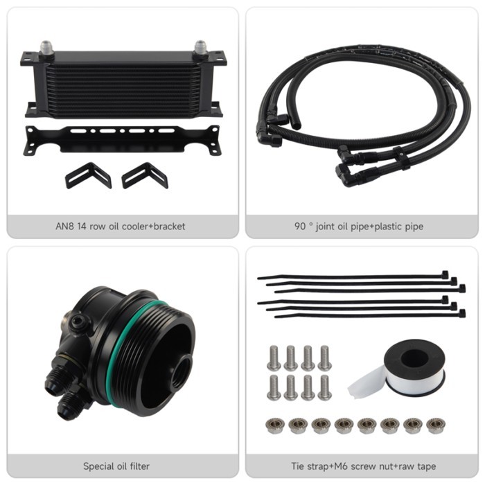 8AN 14 Rows Oil Cooler Kit For Toyota 1/2/3/4/5GR 8AR Engine Turbo Reiz Crown FJ Cruiser Land Cruis