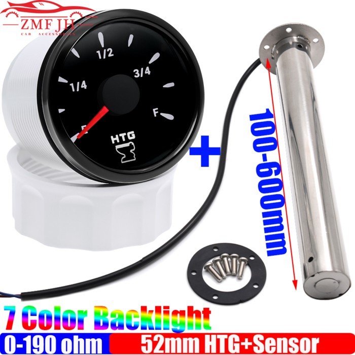 0-190 OHM Holding Tank Gauge+Sewage Level Sensor Customized Waterproof 7 Color Light 52mm Waste Lev