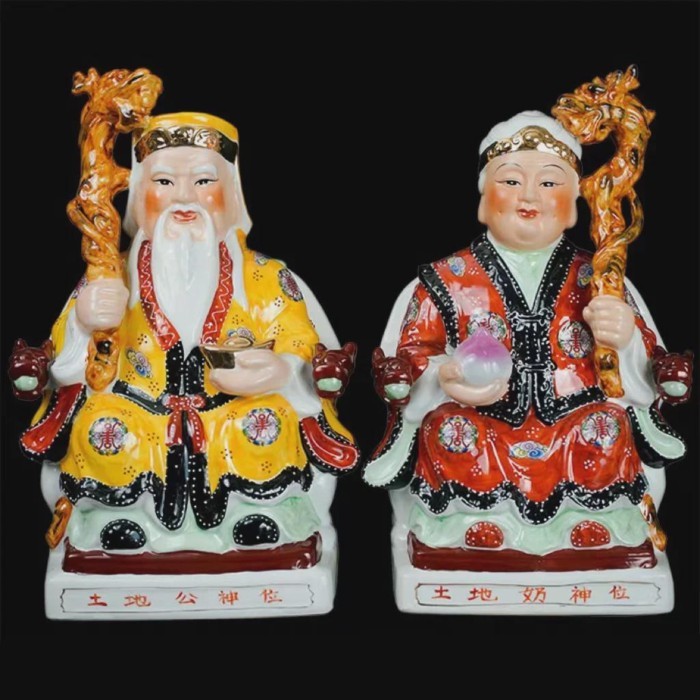 Jixiang Feng Shui Buddha Ceramic Land Lord Earth Goddess 6-42-inch Land Lord Earth Buddha Craft Orn