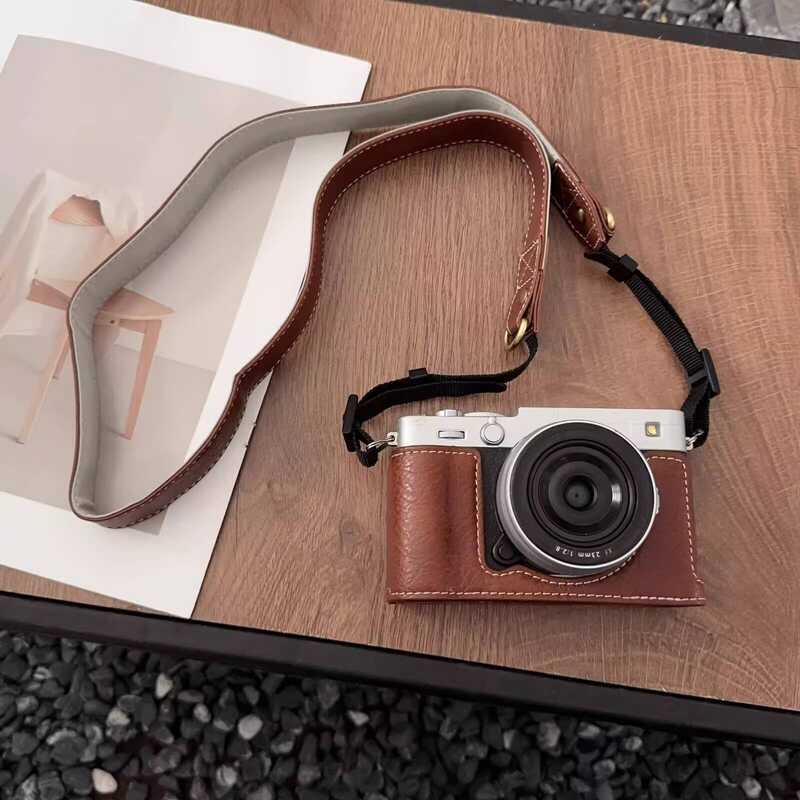 เหมาะสําหรับกระเป๋ากล้อง Fuji XE5 xe5 Body เคสป้องกัน Micro Single Retro Base Crossbody Leather Case