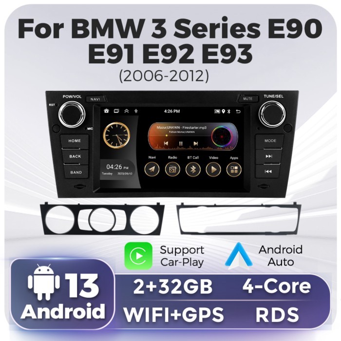 NaviFly Wireless CarPlay Android Auto Car Radio Player For BMW 3-Series E90 E91 E92 E93 2005-2012 C