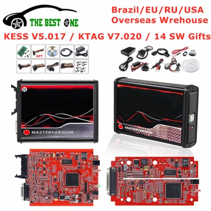 Add Brazil Warehouse Online EU KESS V5.017 OBD2 Manager Tuning Kit KTAG V7.020 K-tag Metal LED BDM