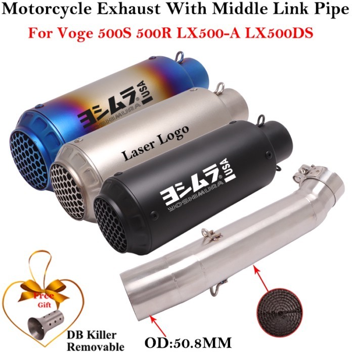 Slip On For VOGE 500R LX500-A 500DS 500S LX500 A Motorcycle Exhaust Escape Modified With Middle Lin