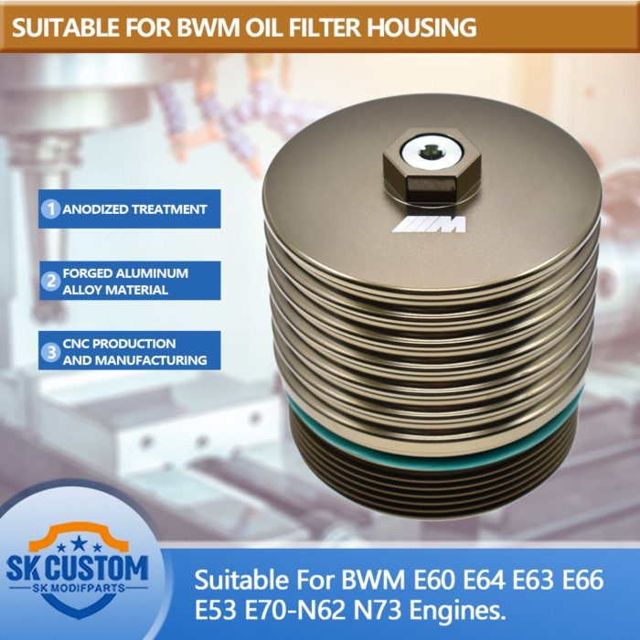 SKCUSTOM For BMW N62 N73 Engine Special Car Modification Part E60 E63 E65 E53 E70 Oil Filter Cover