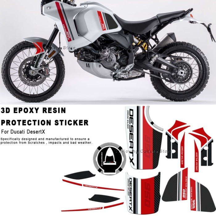 For Ducati DesertX Desert X Accessories Motorcycle 3D Gel Epoxy Resin Sticker Tank Pad Protection K
