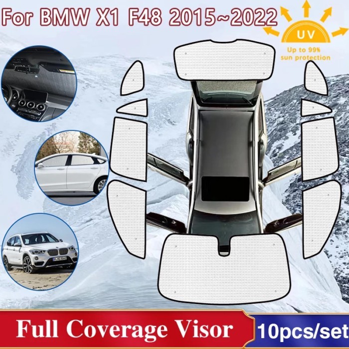 For BMW X1 F48 Accessories 2015~2022 Full Windshield Surround Sunshades Side Windows Visor Cover Ca