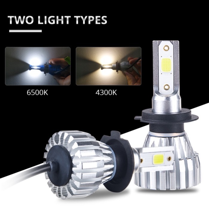2Pcs 4300K 6500K H4 LED H7 H11 H8 9005 9006 H1 H3 HB3 HB4 COB K2 LED Auto Car Headlight Bulb 50W 50