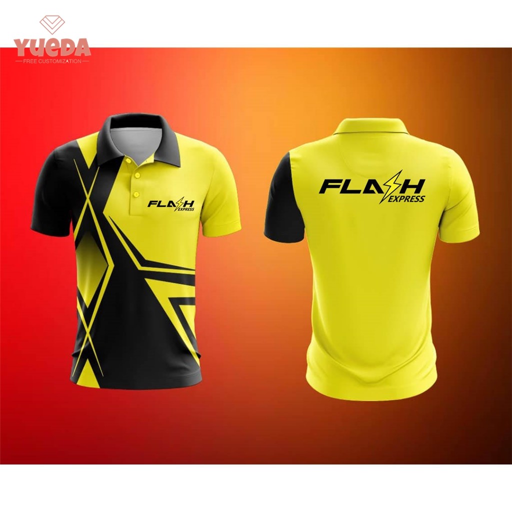 เสื้อโปโล FLASH EXPRESS สีเหลือง-ดำ ผ้าเร็วแห้ง