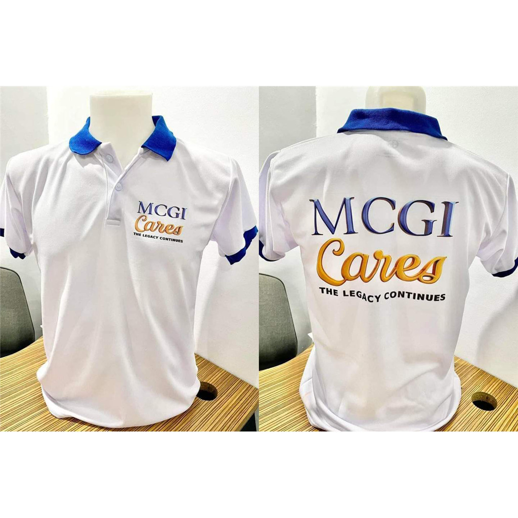 เสื้อโปโลคอปกสีน้ําเงินพิมพ์ลาย 3D (Mcgi Cares) R96