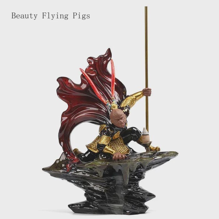 1PCS Ceramic Counter Current Incense Burner Qitian Dasheng Decoration Living Room Tower Aromatherap