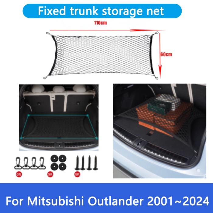 For Mitsubishi Outlander Airtrek ZG ZM ZH ZK 2024~2001 2019 Car Trunk Net Storage Organizer Upgrade