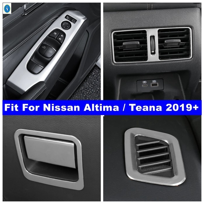Silver Car Glass Lift Button / Dashboard Air AC / Dashboard Stripes Accessories Cover Trim For Niss