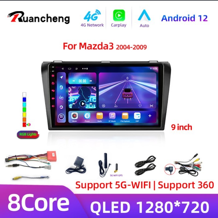 Core Android 13 Carplay for Mazda 3 2004 2005 2006 2007 2008 2009 Car Radio with BOSE Multimedia Pl