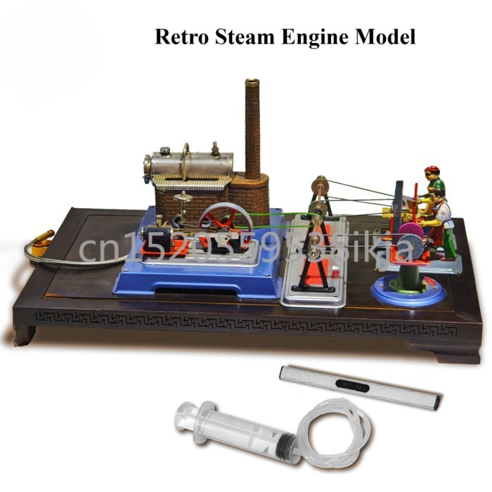 Retro Steam Engine Model Classic Metal Steam Engine Model Ornaments Toy Gift for Adult