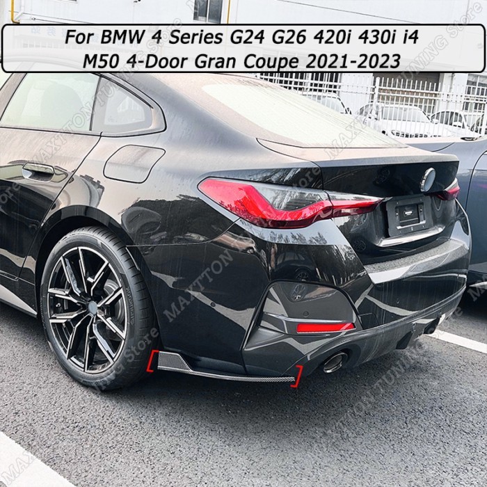 Gloss Black ABS For BMW 4 Series G24 G26 420i 430i i4 M50 4-Door Gran Coupe 2021-2023 Rear Side Bum