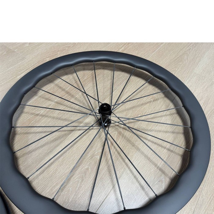 CSC 1285g 700C Carbon Wheelset Disc Brake Tubeless Wave wheels 45-50mm Deep Center Lock Ratchet 36/