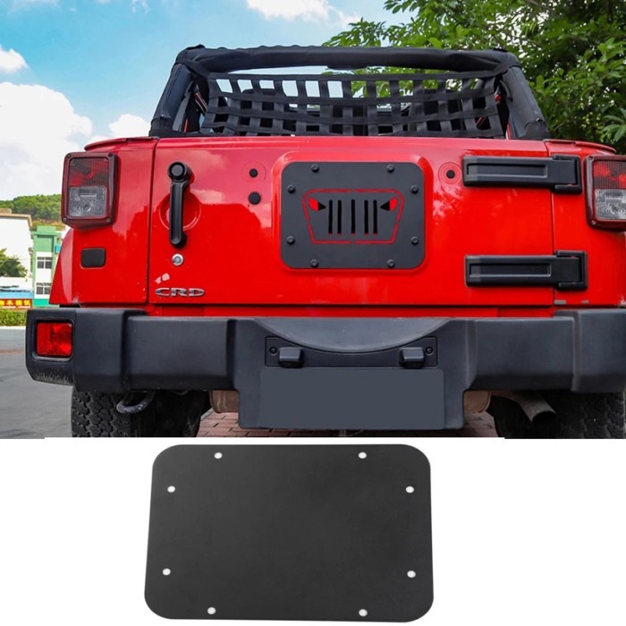 Black 2/4-Door Spare Tire Carrier Delete Filler Plate Cover For Jeep Wrangler JK 2007-2017 Tailgate