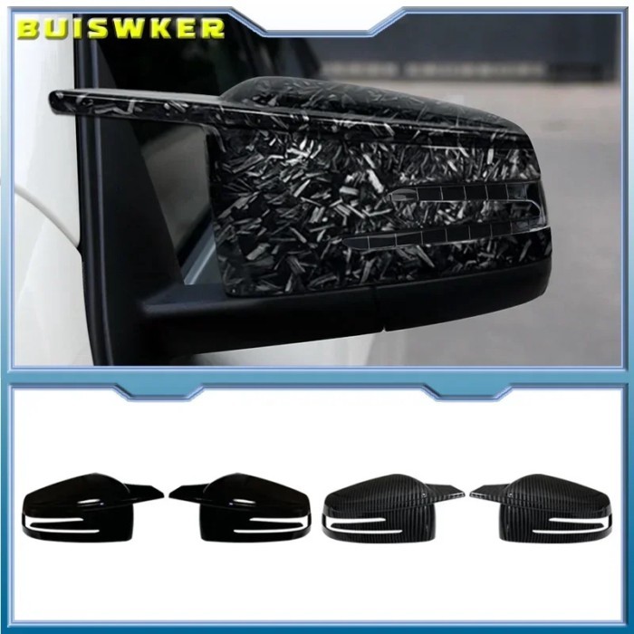 2PCS Sticking Carbon Fiber Pattern Rearview Side Mirror Cover Caps For Mercedes Benz W176 W246 W204
