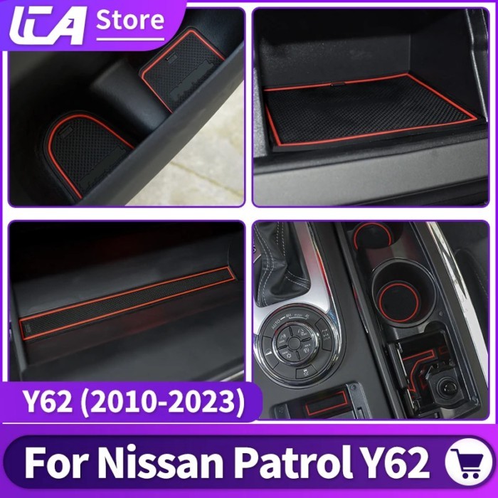For Patrol Y62 Gate Slot Mat Nissan New Tule Patrol Central Control Water Cup Storage Box Mat Non-S