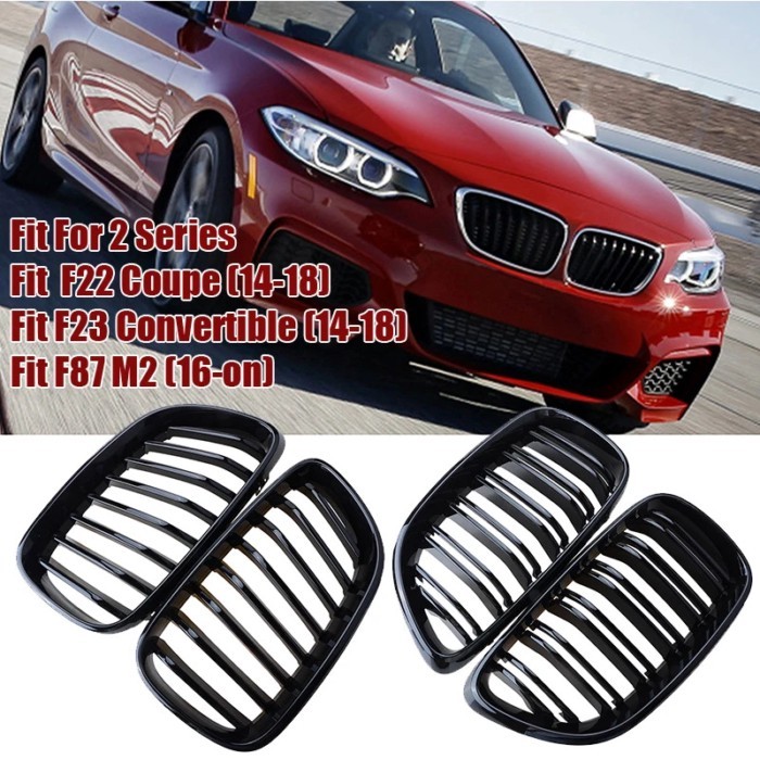 Front Bumper Kidney Grille Black Performance Style Grill Fit For BMW 2 Series F22 F23 F87 M2 2014 -