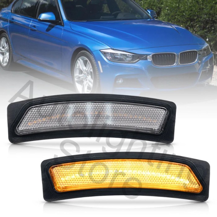 For BMW 3 4 Series F30 F31 LCI 320i 4 420i 428i 435i 440i M Sport 16-18 2X Clear Lens Fender Side M