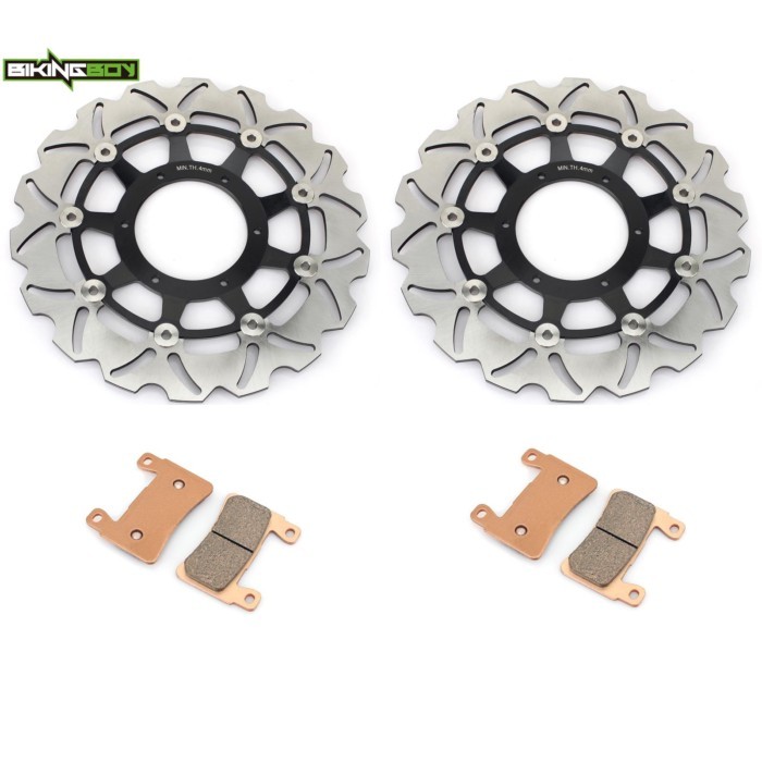 BIKINGBOY Front Brake Discs Disks Rotors + Pads For Honda CBR 600 F F4i Supersport F4 99 00 01 02 0