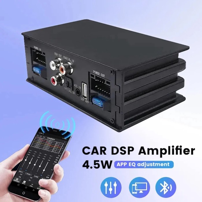 Car DSP Amplifier for Radio Stereo Subwoofer 4*50W TDA7851 with Fiber Optic Input Plug and Play Mod
