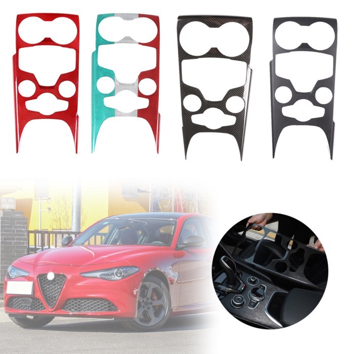Real Carbon Fiber Car Center Console Gear Shift Panel Cover Protective Trim Sticker For Alfa Romeo