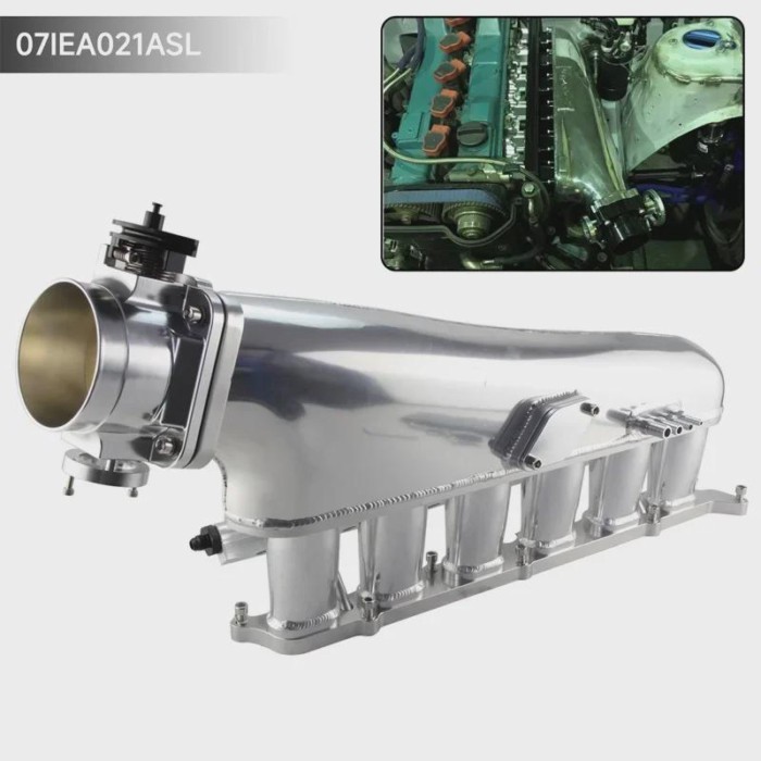 Intake Manifold High-Flow w/Fuel Rail 90mm Throttle Kit For Toyota Supra Chaser 2JZ-GE Black/SIlver