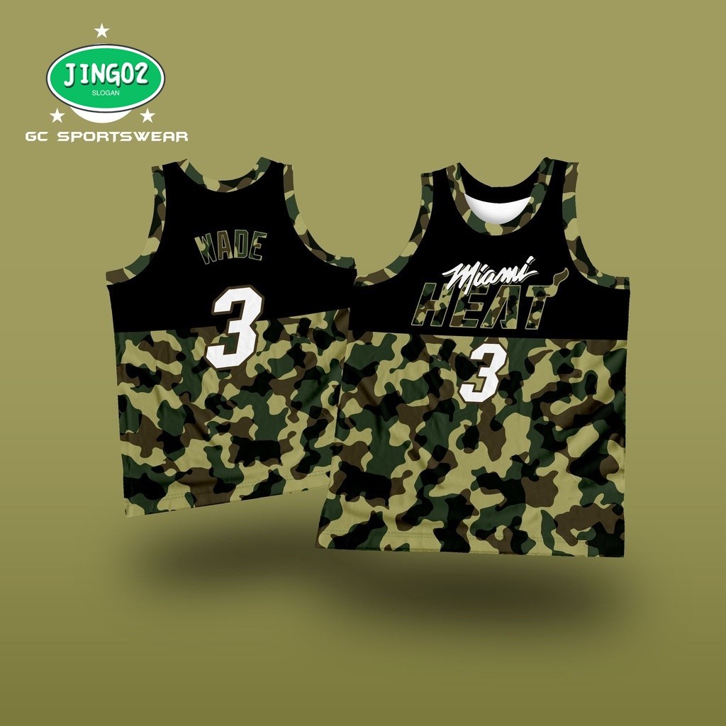 (JING02)MIAMI HEAT ARMY WADE GC JERSEY FULL SUBLIMATION