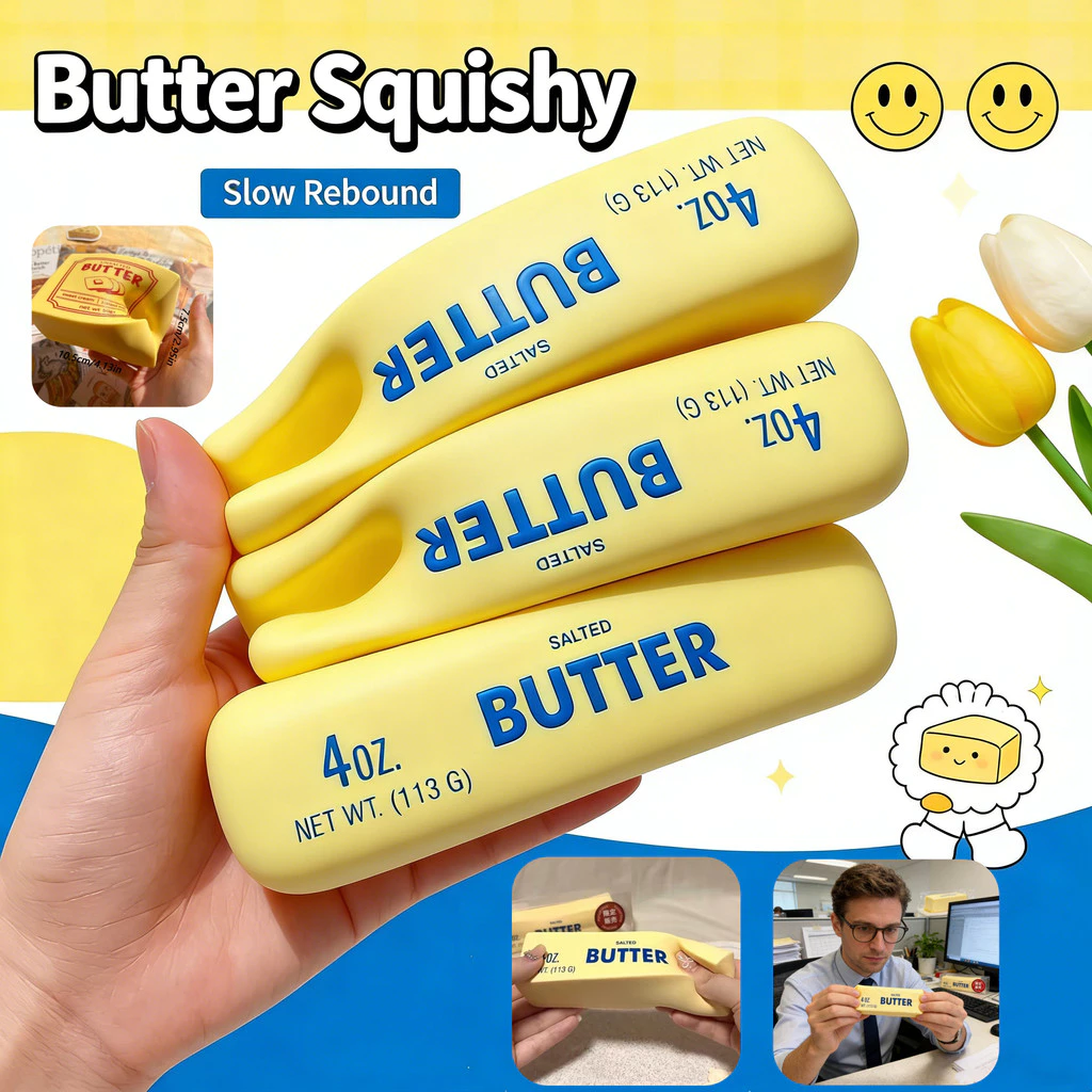 🚚การจัดส่งในกรุงเทพฯ🚚2PCS ใหม่จําลองเนย Squishy ของเล่น Super Slow Rebound Fidget ของเล่นสําหรับผ่อนคลายทํางาน Decompression Super Wet เหมาะสําหรับทุกวัน Party Office