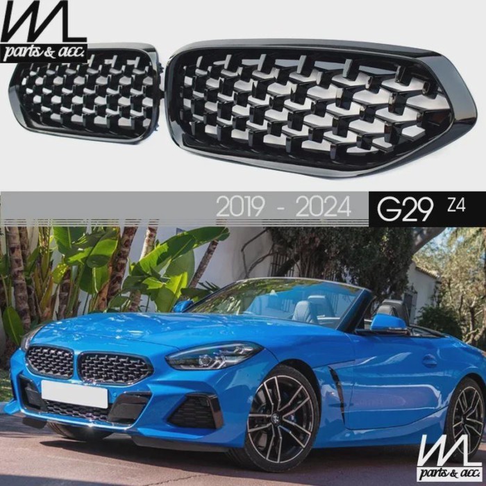 Front Radiator Grille Gloss Black For BMW Z4 2019 - 2024 Roadster M40i sDrive 25i  Replacement ABS