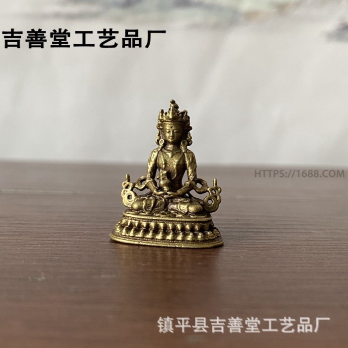 Tibetan Style Small Brass Buddha Statue Mini Buddha Ornament Antique Inch Buddha Green Tara Tsongkh