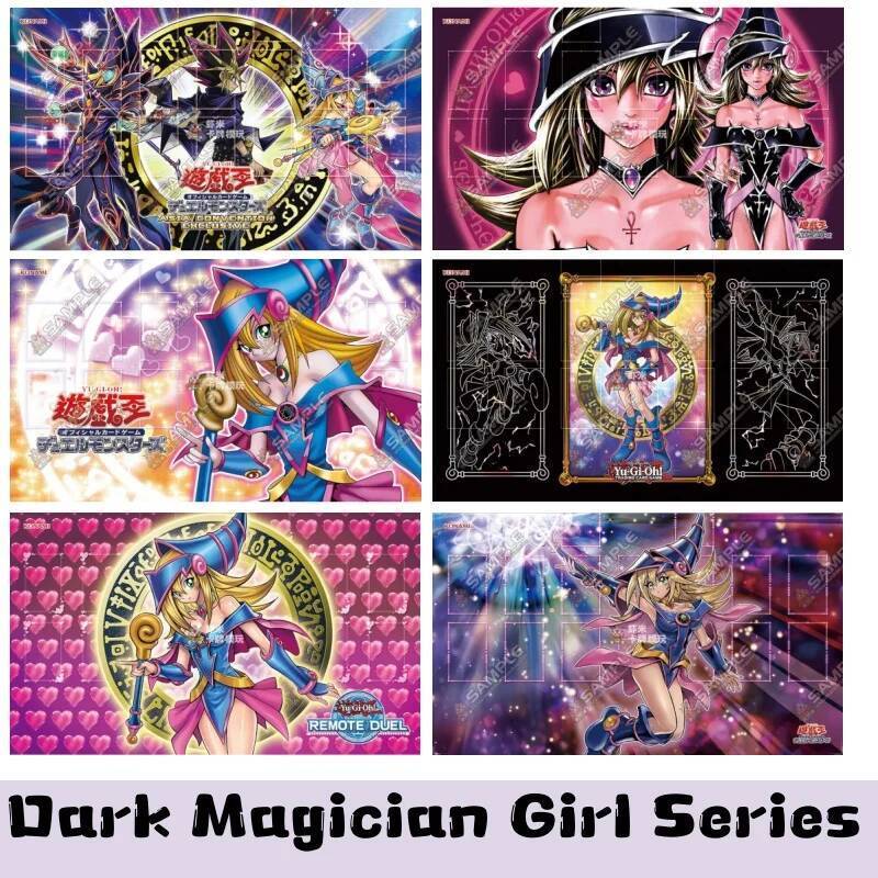 Dark Magician Girl Series 600x350mm Yu-Gi-Oh! เครื่องเล่นเดี่ยว Playmat TCG AN25th The Dragon Knight Transfer Game แผ่นรองโต๊ะยาง