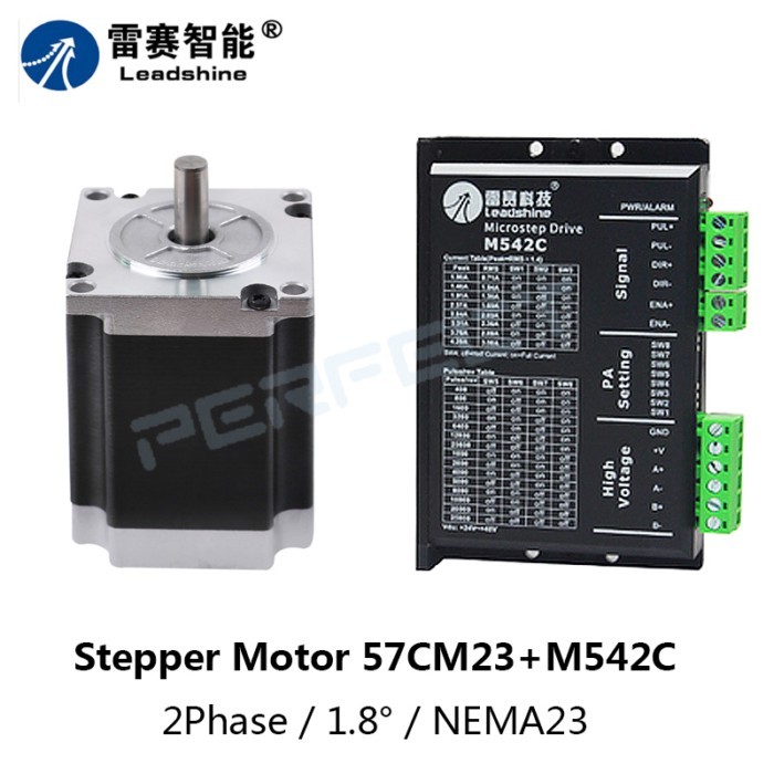 Leadshine 2 Phase NEMA23 Step Motor 57CM23 + Driver M542C Input Voltage VDC24-48V